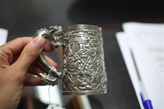 A late 19th/early 20th century Chinese Export silver christening mug, 5 oz.
